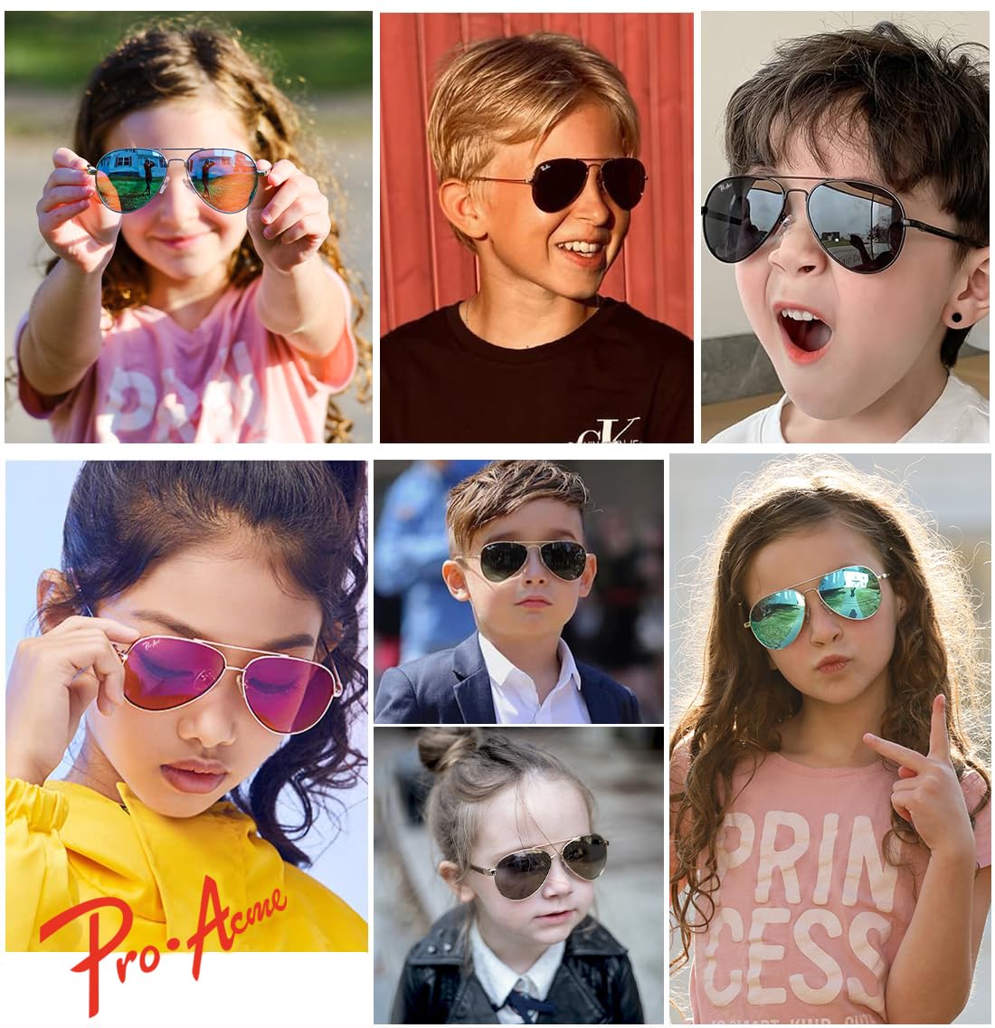 Pro Acme Kids Aviator Sunglasses for Boys Girls, Polarized Small Face for Youth Juniors Age 3-18, with Two Sizes 50MM 52MM (Gold Frame/Black Lens)