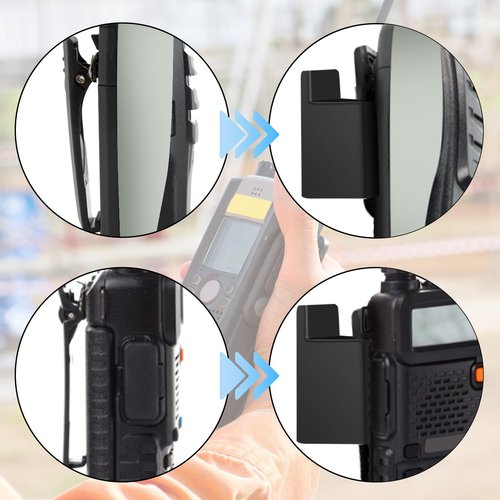 5pcs Walkie Talkies Belt Clip Holder, Black Walkie Talkie Car Mount Handheld Radio Holder with Back Adhesive for Most Handheld Intercom