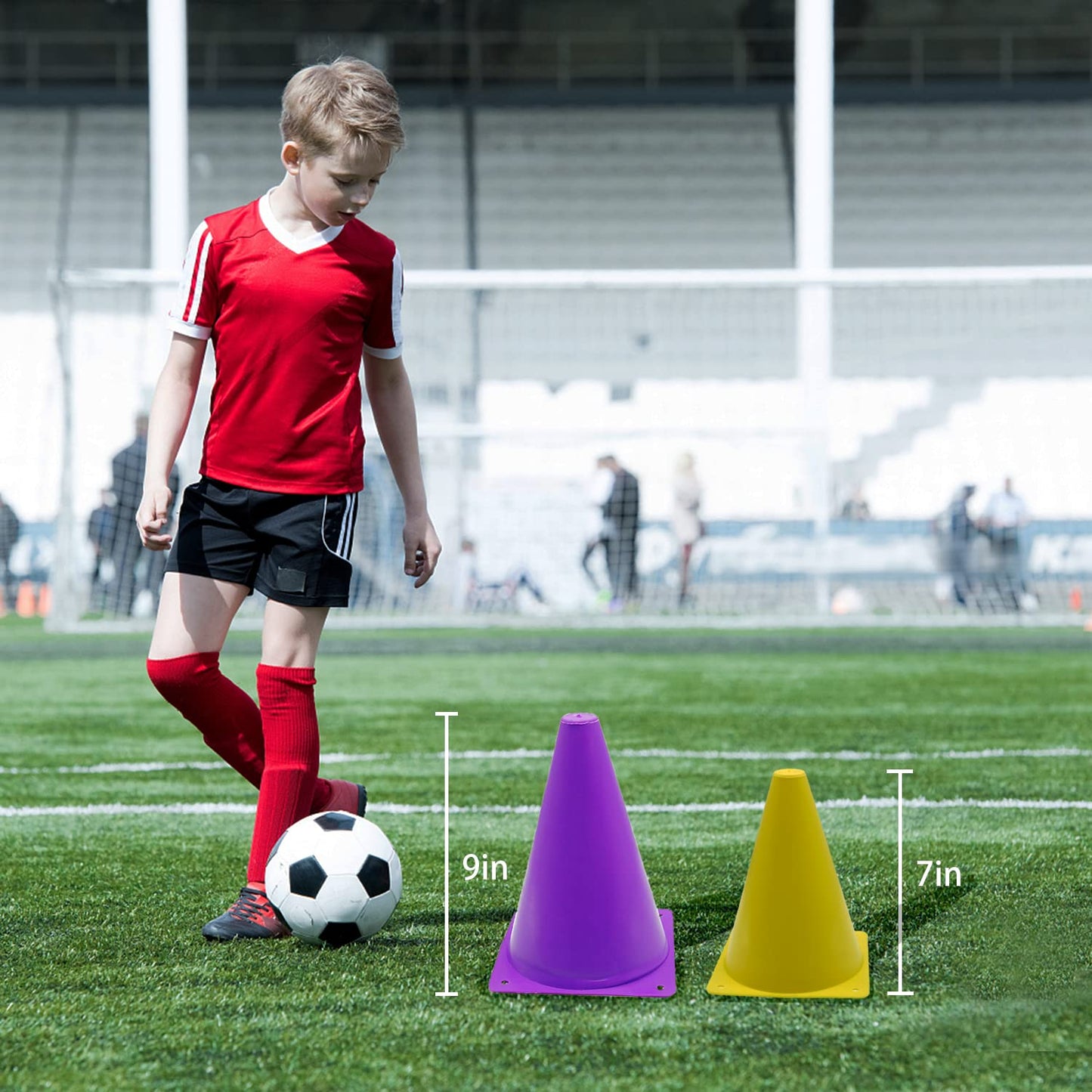 12Pcs Soccer Cones, 7" Soccer Cones for Training, Multicolor Cones Sports Soccer Training Cones, Field Cones for Skating Basketball Football Drills Practice(7",12Pcs)