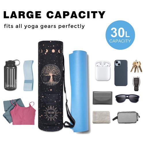 Yoga Mat Bag Full-Zipper Yoga Mat Carrier with Extra Wide Adjustable Strap 2 Multi-Functional Storage Cargo Pocket Stylish & Functional Yoga Bag Pilates Bag for Women & Men