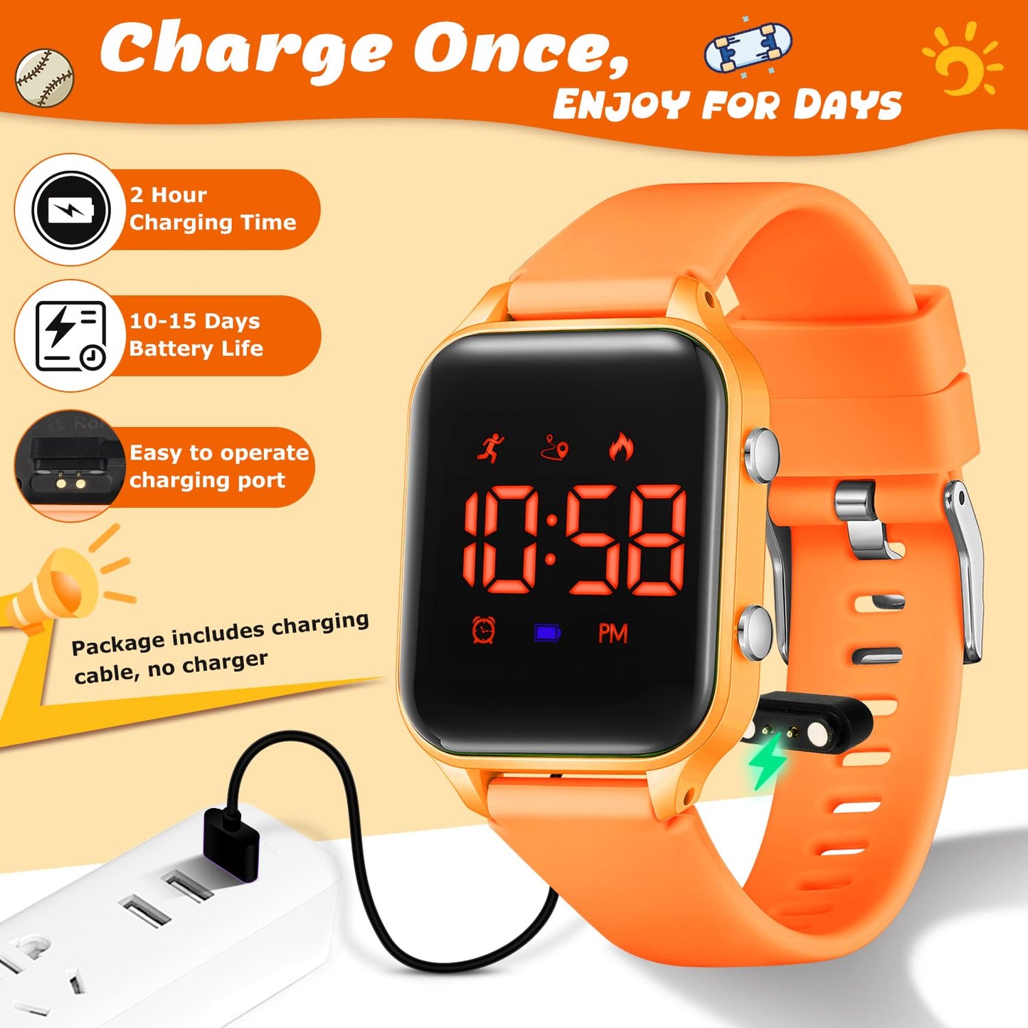 Timever Kids Digital Watches for Boys Girls, Sports Watch with Fitness Tracker, Pedometer, Alarm Clocks, Stopwatch, No App Needed Waterproof Kids Watch, Gift for Teens Student Girls Boys Ages 5-14