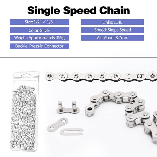 Bike Chain Kit, Single Speed Multi-Function Bike Mechanic Repair Kit, Chain Breaker and Bike Link Plier with Hook and 6 Pairs Bicycle Buckle, Reusable (Single Speed Bike Chain Kit)