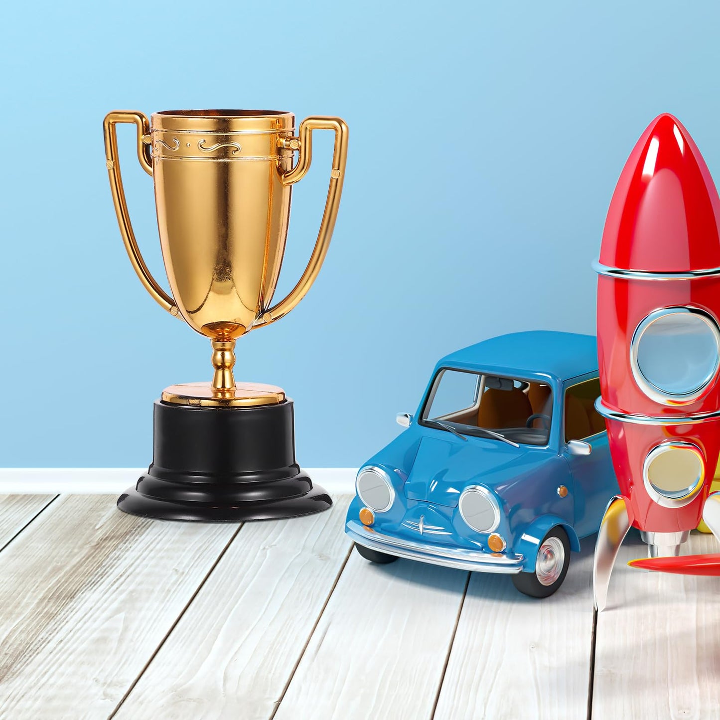 JOINPAYA 3pcs Mini Plastic Trophies Cup: Awards Gold Trophy Shiny Golden Winner Medals Small Bulk Award School Rewards Sport Tournament Prize