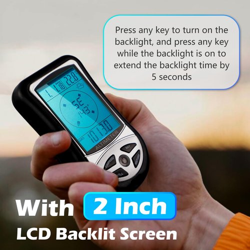 KooingTech Multifunction Digital Altimeter, Barometer, Digital Compass, Hiking Thermometer 8 in 1, Handheld Altimeter for Hiking Mountaineering -2300 to 29500FT 1100MBAR