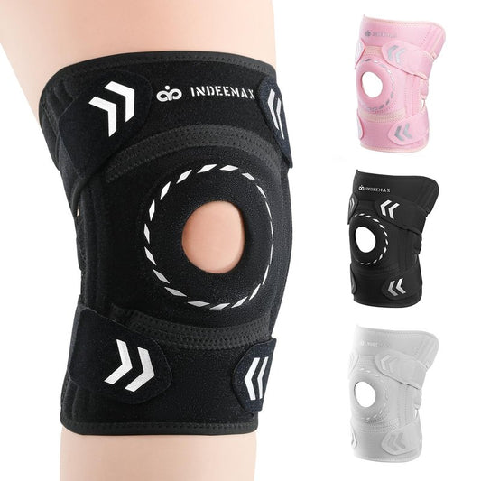 Adjustable Compression Knee Patellar Pad Tendon Support Sleeve Brace for Men Women - Arthritis Pain, Injury Recovery, Running, Workout, Neoprene Knee Brace with Stabilizers and Open Patella, Pink Pro