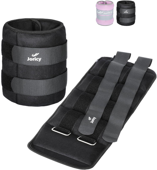 Ankle Weight, Wrist Leg Arm Weights for Women Men with Adjustable Straps, A Pair of 20LBS(10 LB Each Weight) Strength Training Weighted for Walking Yoga Jogging Running Dance, Black