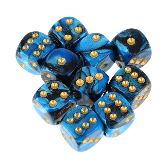 10PCS Dice Set Mini Dice 16mm Two Colours D6 Acrylic Portable Game Dices for Board Games Classroom Teaching Table Games Math Teaching (Blue Black)