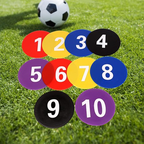 WAGHAVEN 10 Pcs Flat Cones Spots Markers, Floor Dots Spots Markers, 9 Inch Nonslip Plastics Agility Markers Flat Field Cones Floor Dot