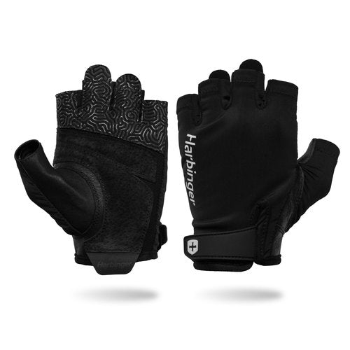 Harbinger Pro Gloves 3.0 - High Performance Training Gloves with Enhanced Grip, Breathable 4-Way Stretch, Leather Reinforcements, Adjustable Wrist Closure, Weightlifting, Crossfit, Gym, Black, Medium