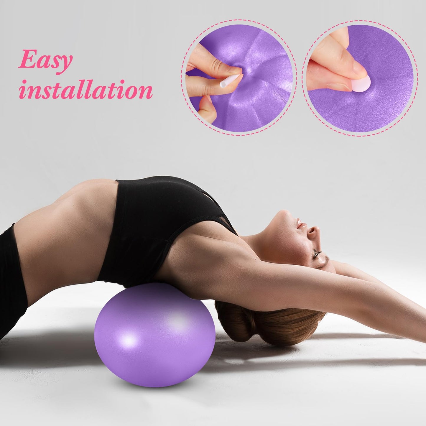 Sotiff 20 Pcs Small Exercise Pilates Ball Bulk 9 Inch Mini Yoga Ball Anti Burst and Slip for Stability Fitness Physical Therapy Stretching & Core Workout at Home Gym Class(Pink,Purple)