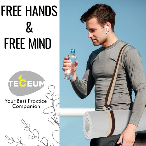 TECEUM [New 2024] Yoga Mat Strap – 15+ Colors – Adjustable Mat Holder Sling for All Mats [Mat Not Included]