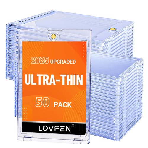 [2025 Upgraded] 50ct Magnetic Card Holders, Super Thin Premium 35pt One Card Holder Touch Card Protectors Hard Plastic Mag Case for Sports, Baseball, and Collectible Trading Cards