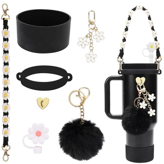 7PCS Stanley Cup Accessories - Including Straw Cover, Silicone Boot, Hand Strap & 4 Charms for 40oz & 30oz Tumblers