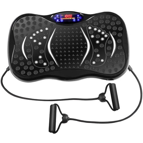 HomGarden Mini Waver Vibration Platform Exercise Machine, Whole Body Fitness Vibration Plates w/ Loop Bands, Full Body Home Training Equipment for Weight Loss Workout, Black