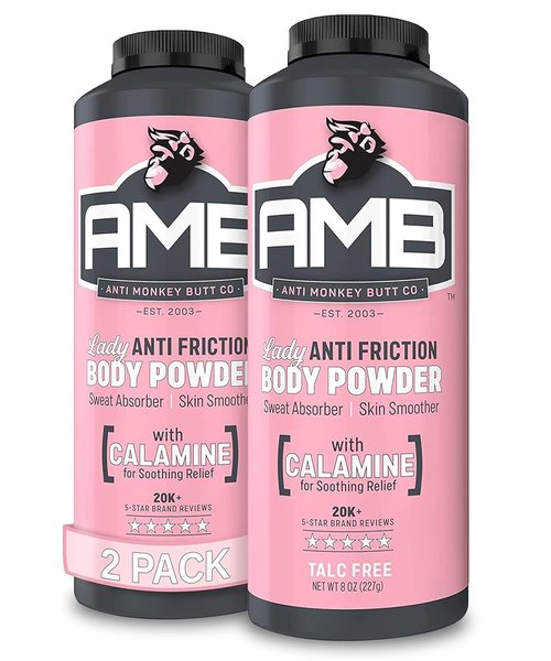 Anti Monkey Butt Body Powder for Women - Talc-Free, Anti-Chafing, Odor Control, & Sweat-Absorbing Powder for Foot, Inner Thighs, & Full Body - with Calamine - Hypoallergenic Formula - 8 oz - 2-Pack