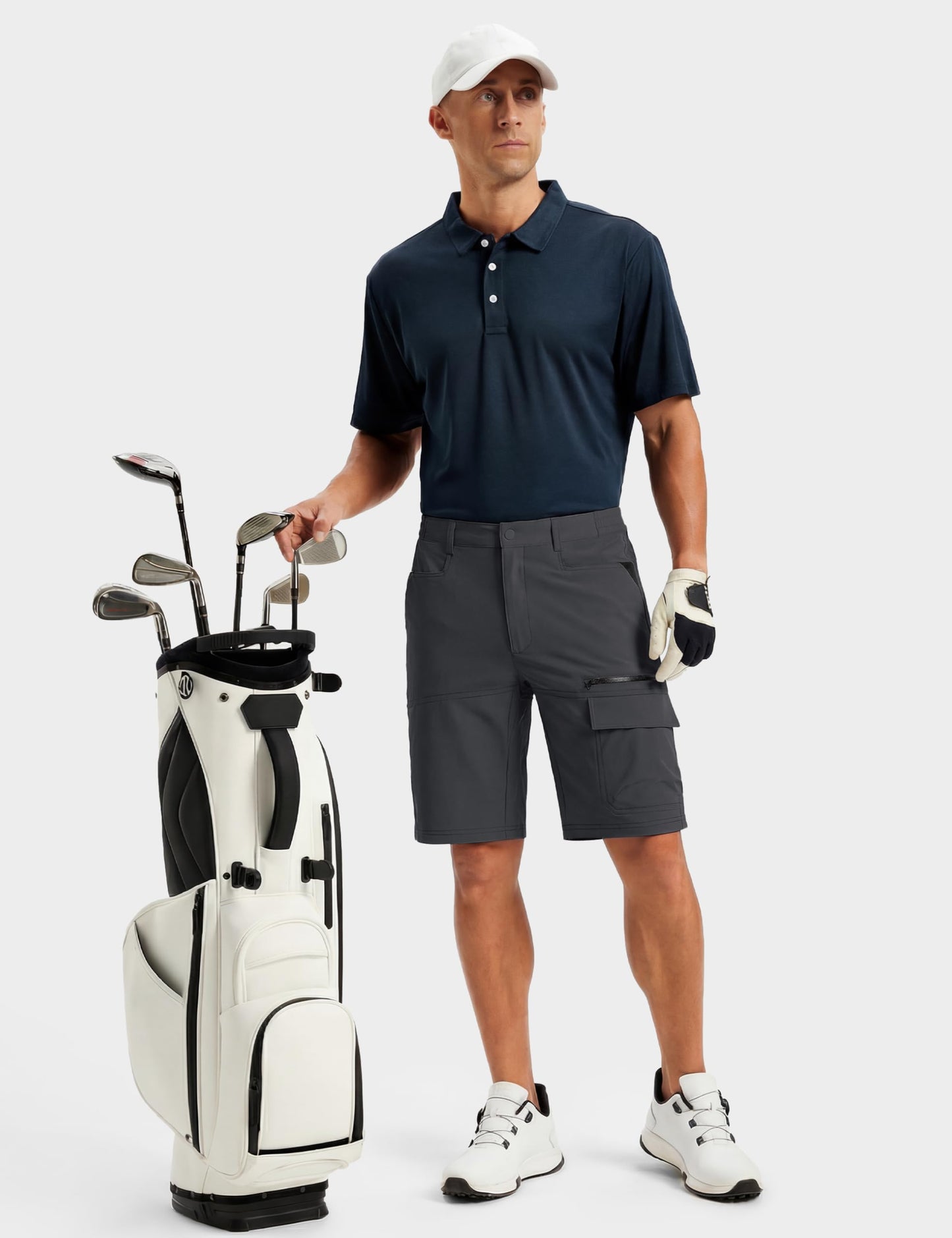 TACVASEN Mens Shorts Casual Golf Dress 10" Summer Cargo Travel Shorts Lightweight Quick Dry Water Resistant Hiking Fishing Dark Gray 32