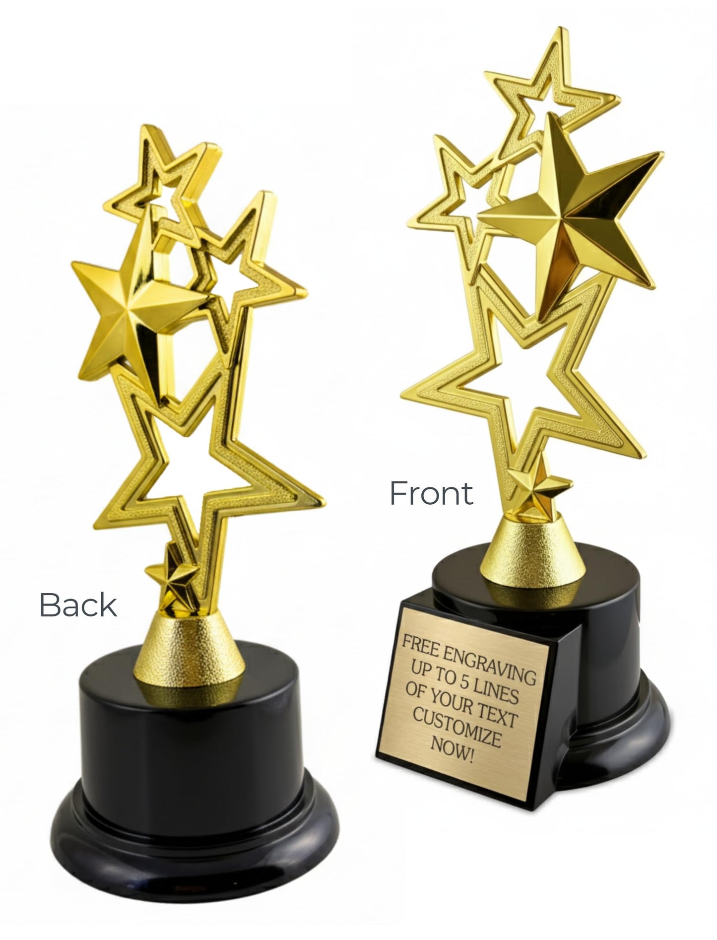 Awards4U Gold Star Custom Trophy - 7.5 Inches Tall Rising Star Trophy Award with Customizable Engraved Plate - Personalized Star Trophies for Employee of the Month Recognition or Fantasy Football