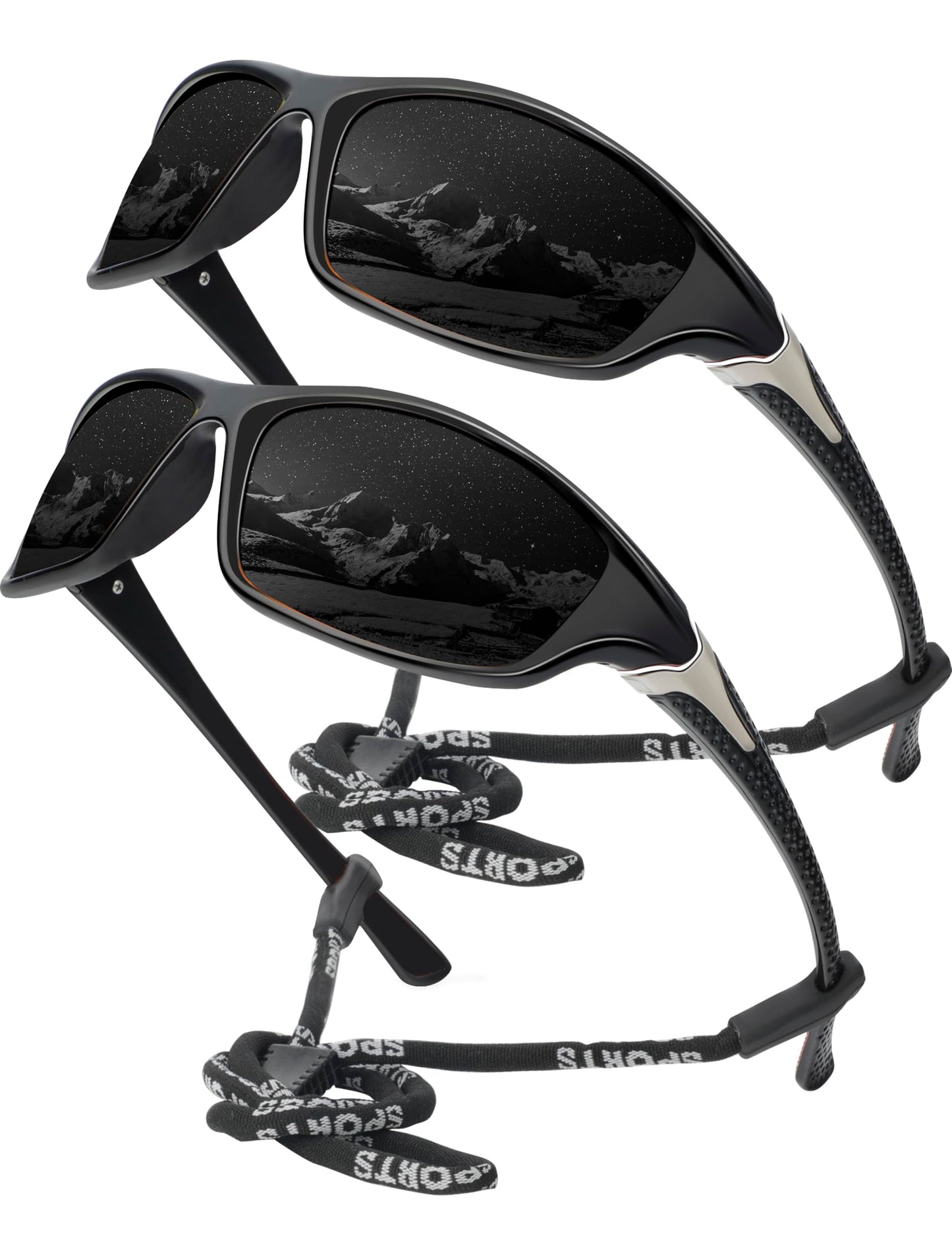 KALIYADI Sports Polarized Sunglasses Men UV400 Protection for Fishing Driving Cycling, Black/Blue/Yellow, 3 Pack
