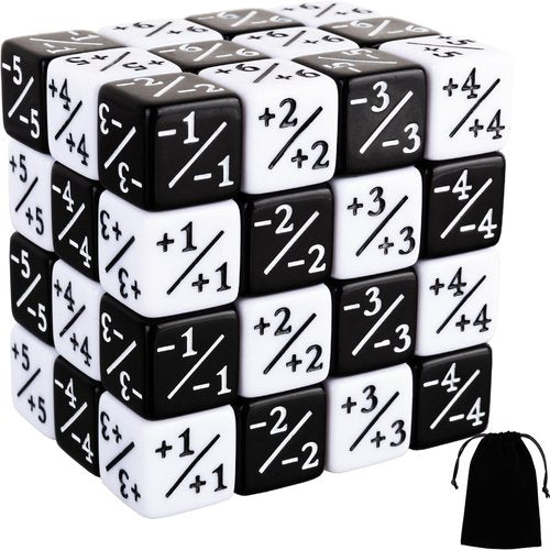48 Pieces MTG Dice Counters Magic Tokens Counter Set Buff D6 Dice for TCG MTG Card Card Games Accessory(Black, White)