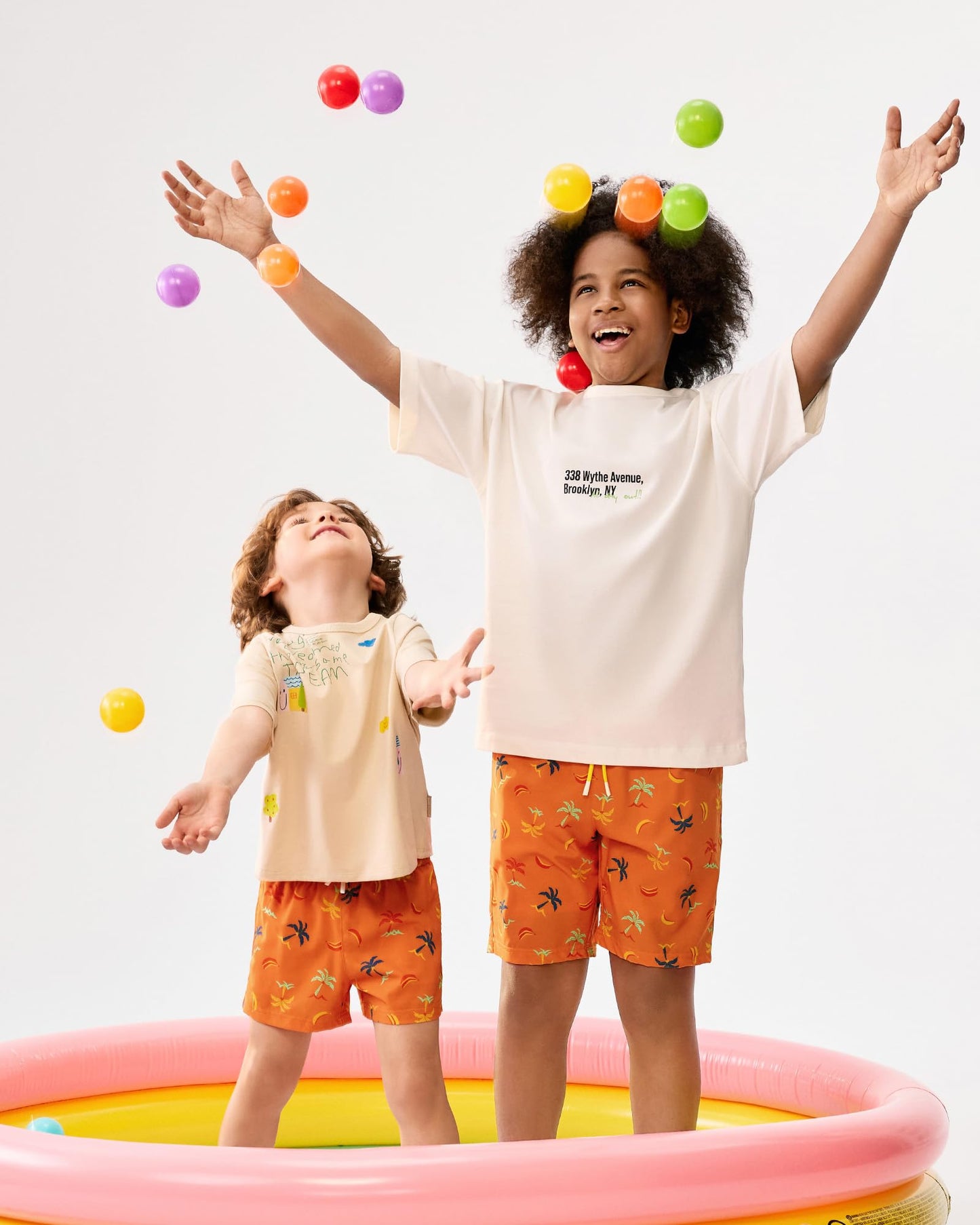 maamgic Boys Swim Trunks with Compression Liner 4-Way Stretch Quick Dry Swim Shorts Swimming Trunks Toddler Boy Coconut Orange 5-6 Years