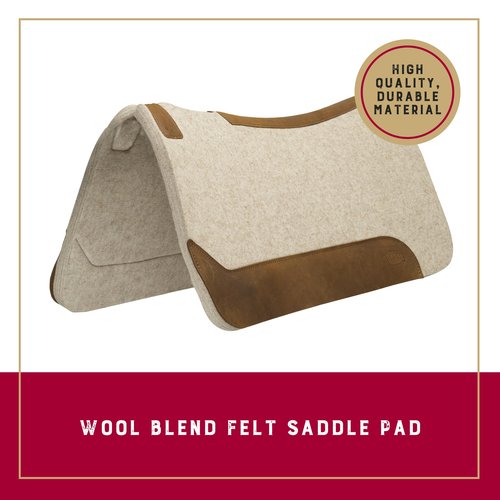 Weaver Equine 30" x 30" Contoured Wool Blend Felt Horse Saddle Pad, Shock Absorbing Western Saddle Pad for Protection, Durable Equine Supplies, Tan