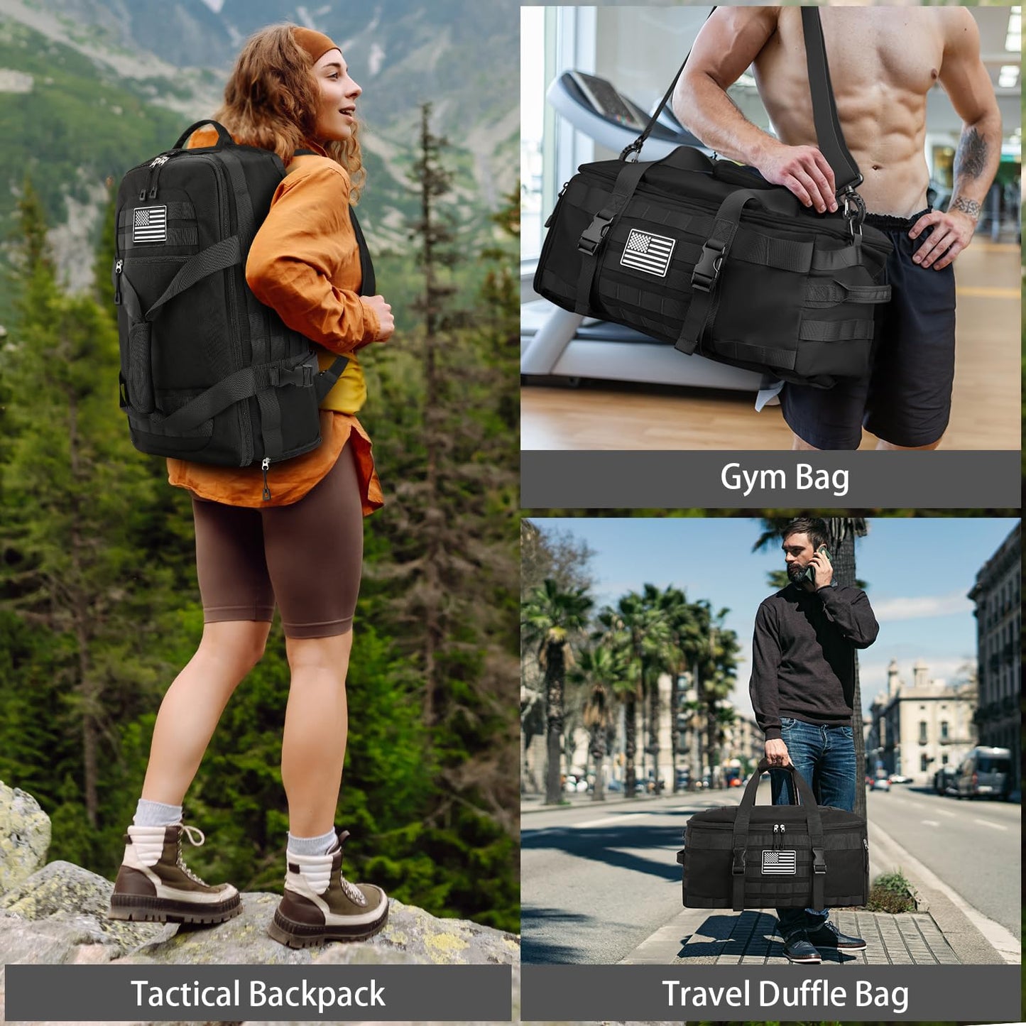 Gym Bags for Men, Large Tactical Duffle Bag with Shoe Compartment