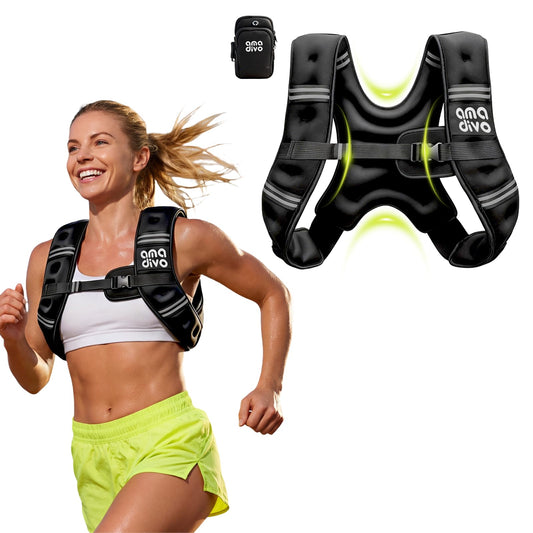 AMA DIVO 8LB Fixed Weight Vest for Seniors & Beginners,Reflective Weighted Vest, Daily Walking, Cardio Exercise, Indoor Workout, Adjustable Buckles with Detachable Bag, Reliable Gear