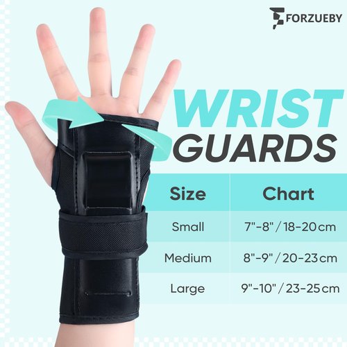 Forzueby Wrist Guards (1 Pair) for Roller Skating, Skateboarding,Snowboarding and Rollerblade, Adult and Kids Sports Protection Wrist Guard (M)