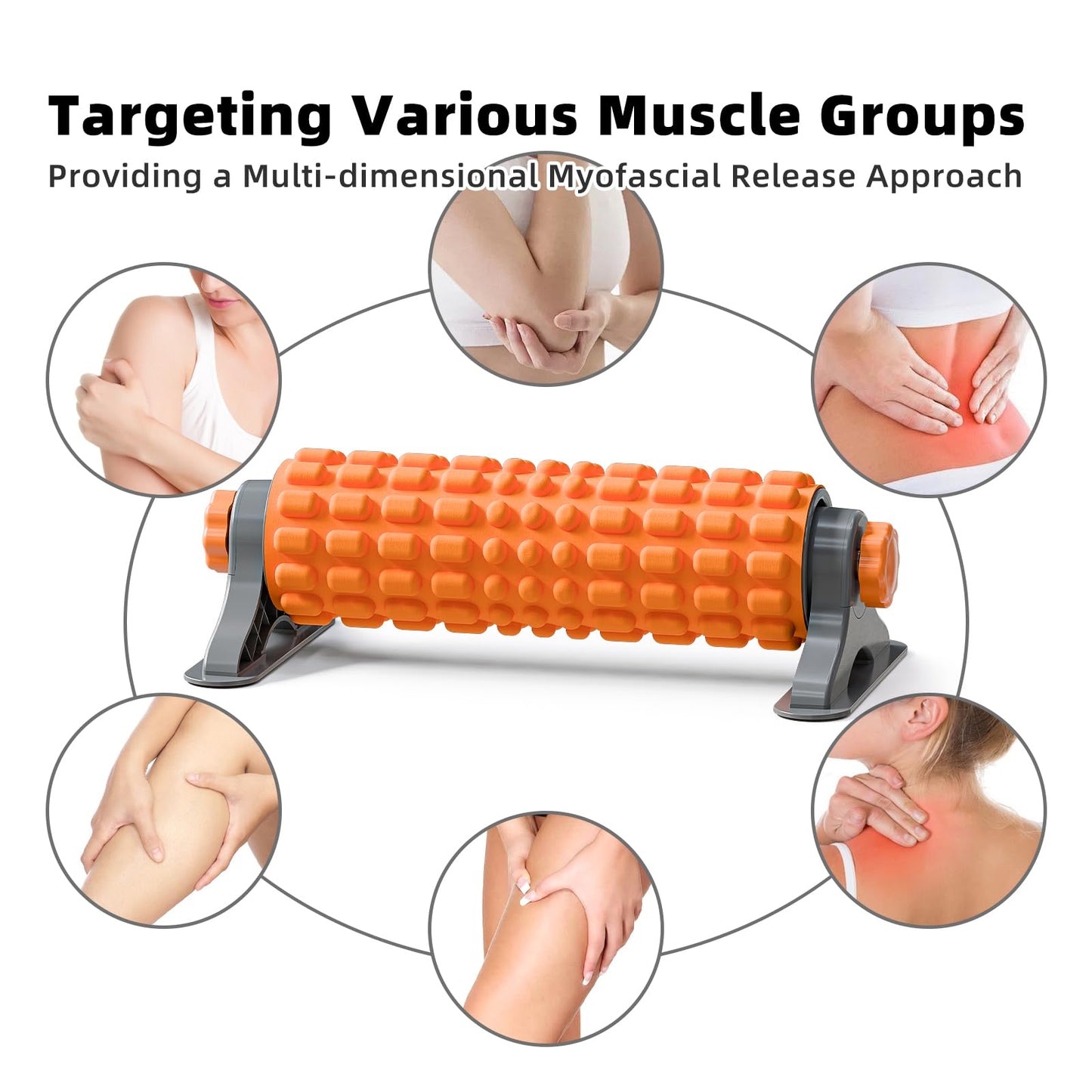 XL IT Band Firm Foam Roller with Resistance Holder - 17 inches - Exercise Roller for IT Band Issues, Deep Tissue Muscle Massage, Muscle and Back Roller for Fitness, Gym Equipment (Orange)