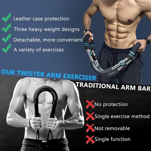 Twister Arm Exerciser, 66-110lb Adjustable Bar, Chest Shoulder Arm Workout Equipment, Portable Detachable Upper Body Fitness Machine for Home & Gym