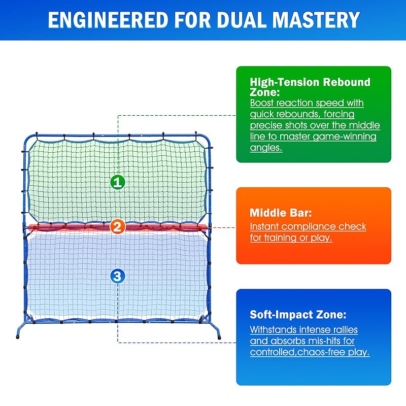 Pickleball Rebounder Net with Paddles Set for Solo Training – 5.8x2.7ft Pro Rebound Zone
