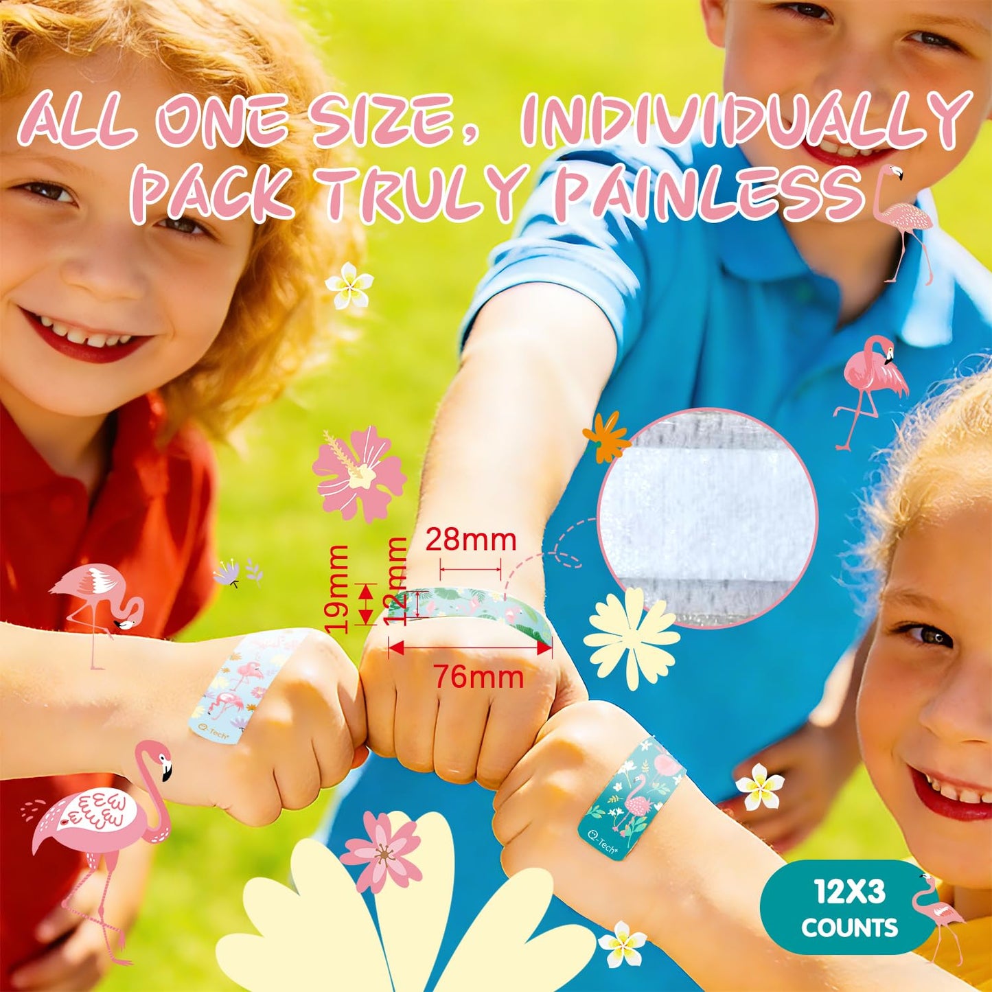 Hysimedy Silicone Adhesive Bandages for Kids Sensitive Skin Waterproof Non Toxic Latex Free Hypoallergenic Small Bandages for Girls Boys Toddler Minor Cuts & Scrapes Flamingo Pattern 36 ct 3/4"x3"
