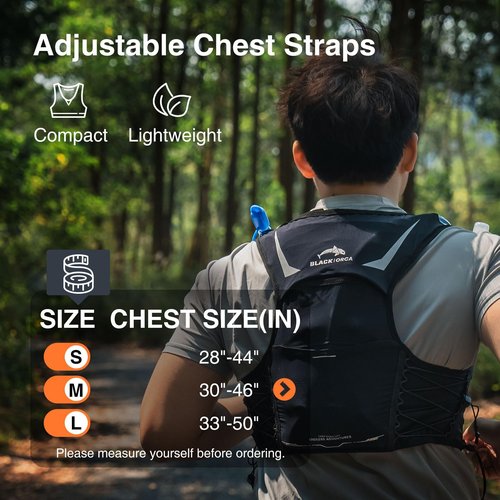 BLACK ORCA Running Vest for Women Men Hydration Vest with 2L Water Bladder Lightweight Reflective Runners Vest for Hiking, Cycling, Trail, Running, Marathons