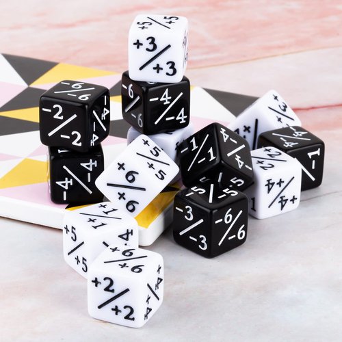 48 Pieces MTG Dice Counters Magic Tokens Counter Set Buff D6 Dice for TCG MTG Card Card Games Accessory(Black, White)