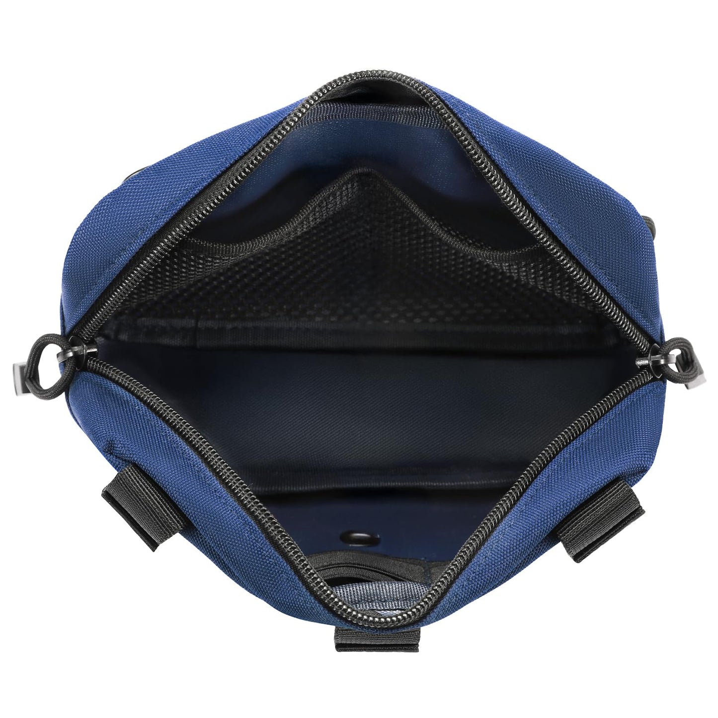 FRTKK Tactical Molle Admin Pouch Utility Laser Cut EDC Tool Pouch Bag Horizontal Modular Pouches Include US Flag Patch and Keychain (Blue)