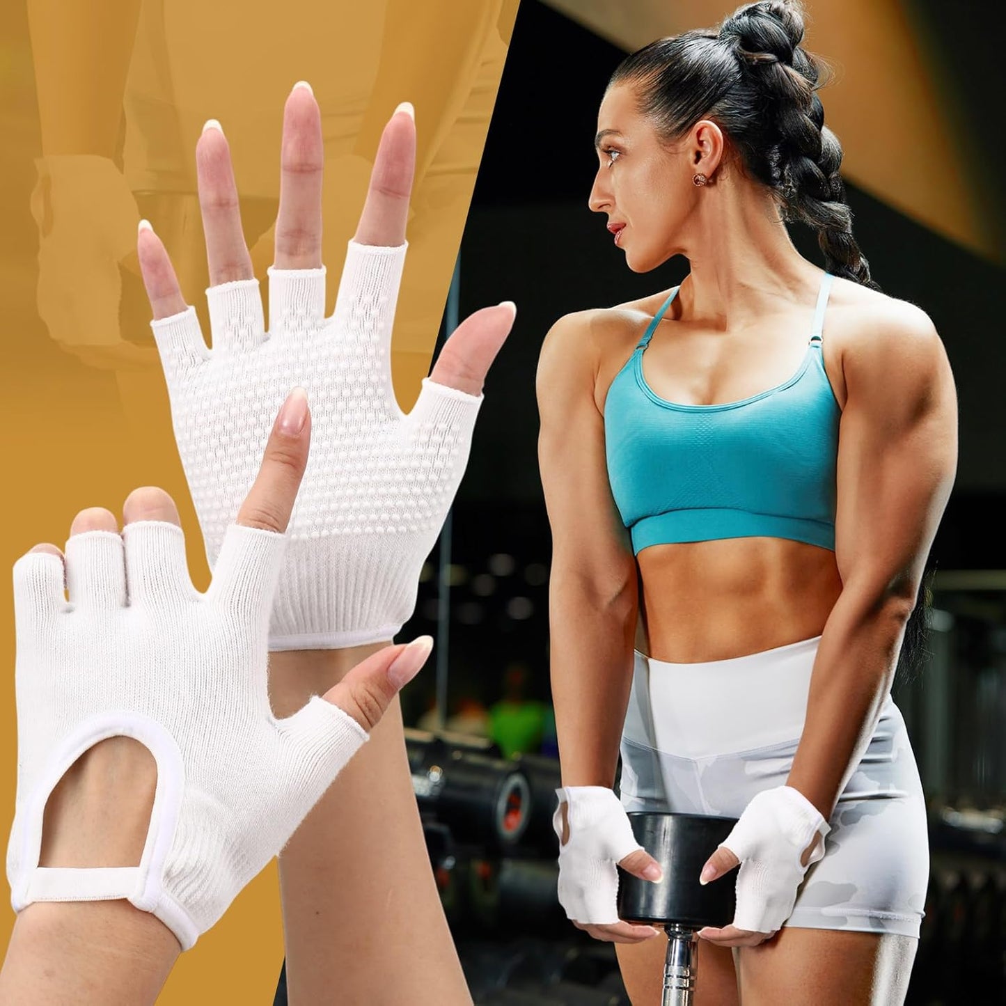 3 Pairs Silicone Yoga Gloves for Women Non Slip Fingerless Pilates Gloves for Gym Exercise Workout Weight Training Mitten One Size Fits Most Women Men