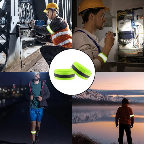 Alrhso 4 Pcs Reflective Arm Band Reflective Running Straps Ankle Strap High Visibility Adjustable Running Gear Elastic Wristbands for Jogging, Cycling, Walking Accessories
