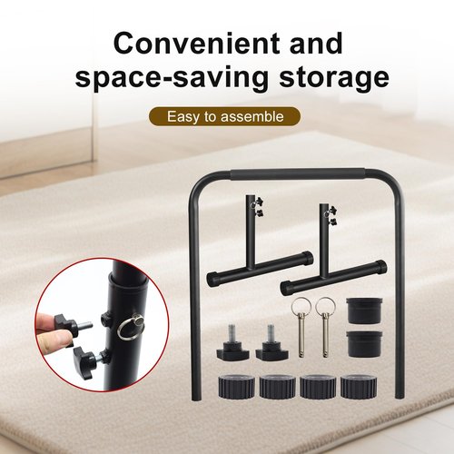 Walking Pad Handle Bar Only: Adjustable Iron Hand Rails Stand for Suitable for Walking Pads and Treadmill Up to 23.62 Inches Wide Handlebar Four Adjustable Heights 31.5-39.37in with Non-Slip Feet