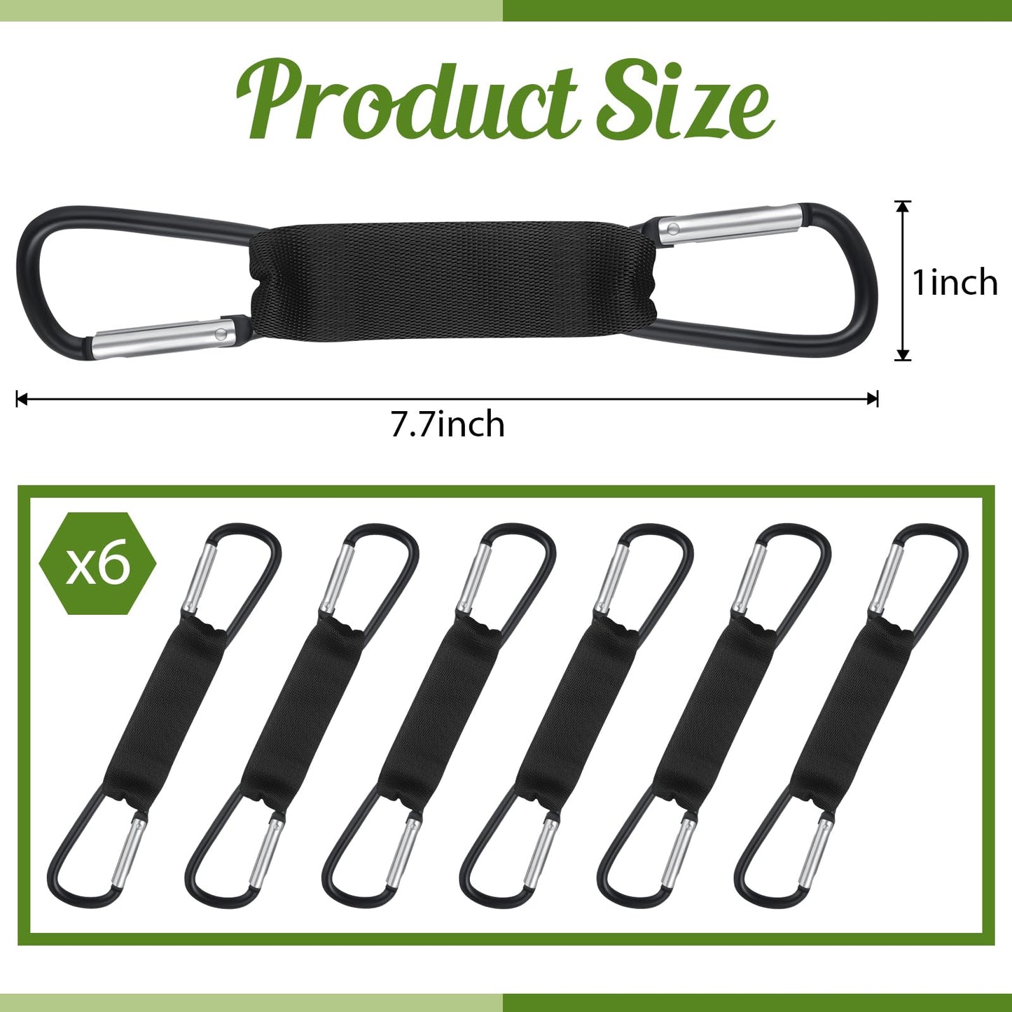 Hiboom 6 Pcs Fence Hooks for Baseball Bag Multifunctional Carabiner Hanging Backpack for Softball Tennis Outdoor Sport Water Cup (Black)