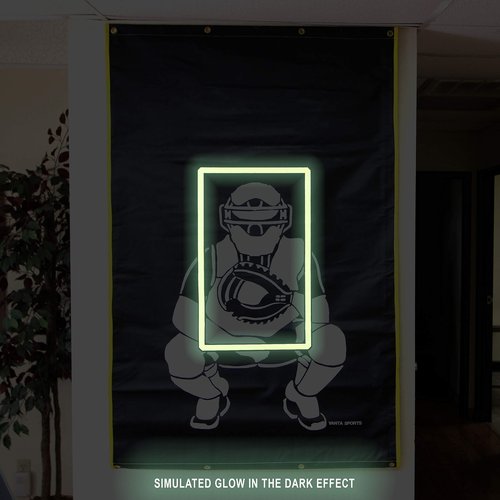 VANTA SPORTS 4'x6' Vinyl Backstop with Strike Zone and Catcher Image for Baseball/Softball, Batting Cage Backdrop and Net Saver