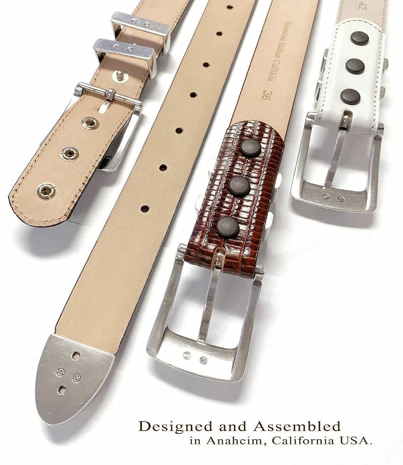 Genuine Full-Grain Cowhide Leather Dress Belt - 1-1/8" Wide, Alligator Brown+38 Variation