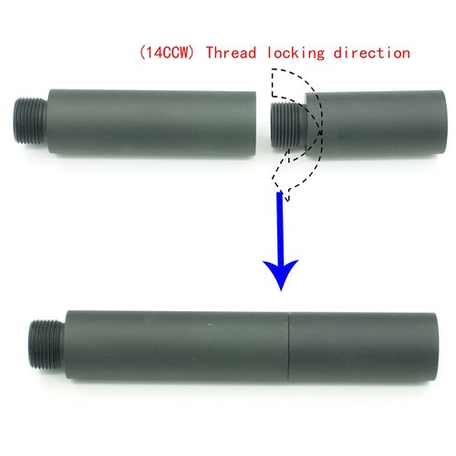 AOOHYEO 14mm CCW to 14mm CCW 0.8″ 2.4″ 4.8″ 7.1″ Outer Diameter 0.75” （19mm） AEG GBB Black Tube M14x1 Left Threaded Extension Accessories Four Pieces (Black)
