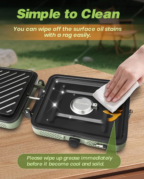 Saker 2 Burner Propane Camping Stove with Grill: Foldable Portable Camp Stove with Carry Bag - Adjustable Burners Camping Grill for BBQ Tailgating Gear - Backpacking Outdoor Cooking