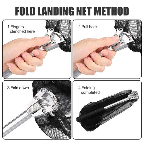 Yeahmart Fishing Net Minnow Nets with Aluminum Collapsible Telescopic Fishing Pole Handle and Nylon Mesh, Small Fishing Landing Net for Saltwater Freshwater, Extends to 21 inch (Fixed Handle)