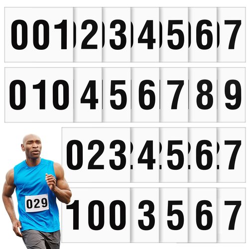 Honoson 100 Pcs Adhesive Race Bib 7.5” x 6” Competition Number Bib Adhesive Running Race Number for Marathon Cross Country Running Cycling Mountain Climbing