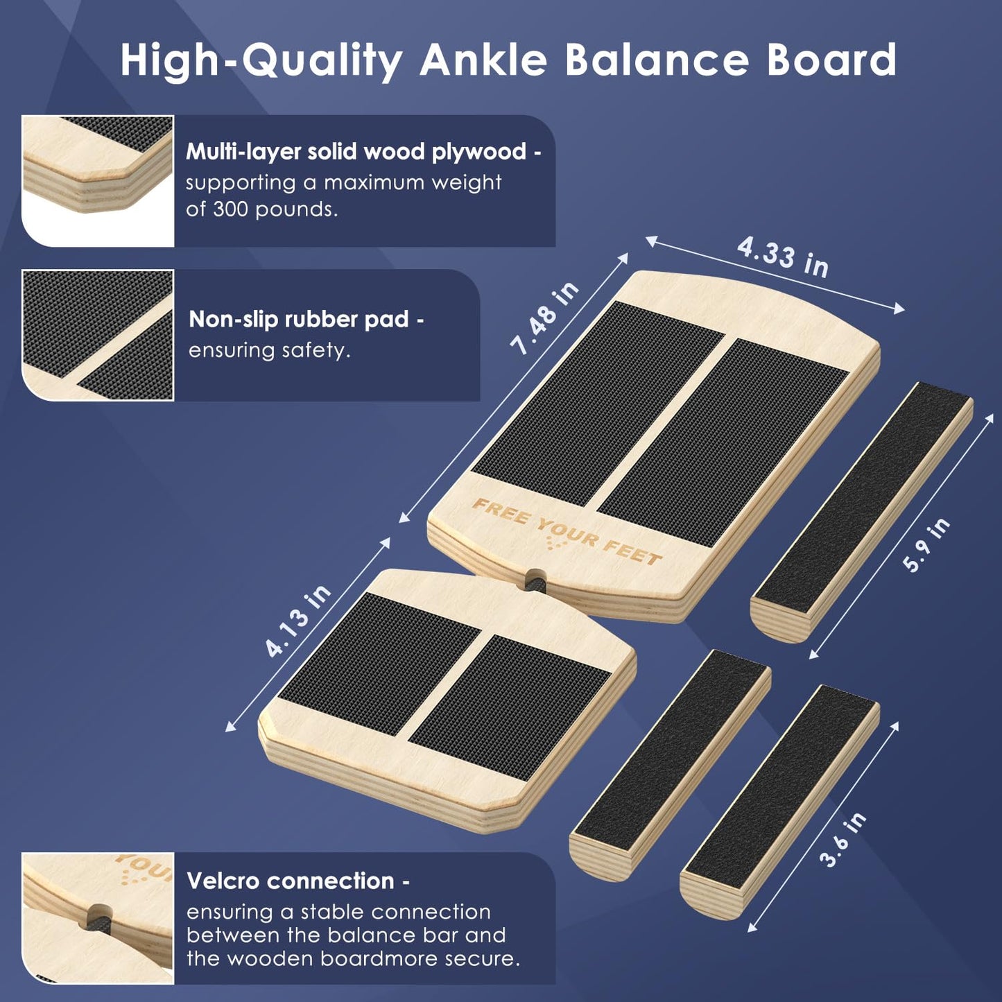 YDMADE Ankle Balance Board - Non-Slip Balance Board for Physical Therapy, Fast Injury Recovery & Core Strength - 300lbs Capacity - Ideal for Athletes, Seniors & Home Use