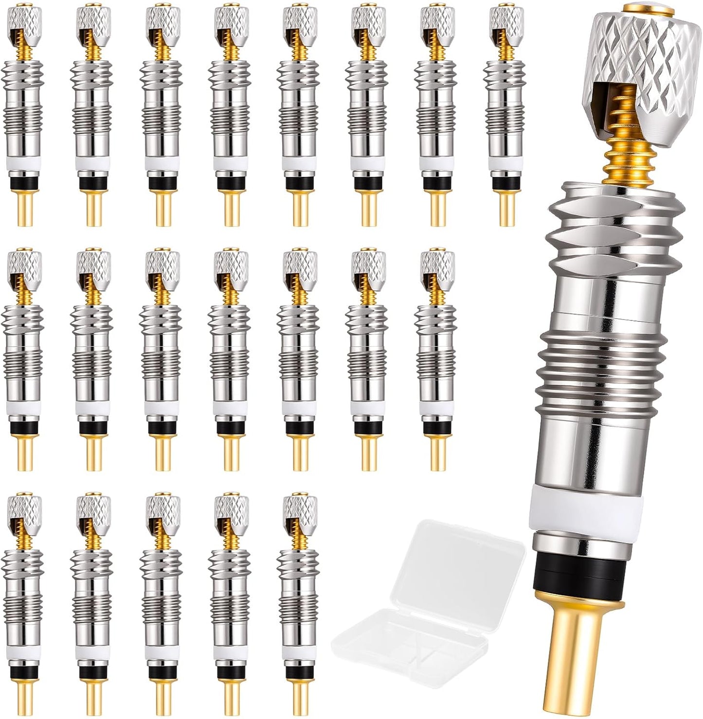 20Pcs Professional Brass Presta Valve Core & Stem - Leak-Proof Valve cores Universal for Tubeless Road/MTB Bike Tires (Standard)