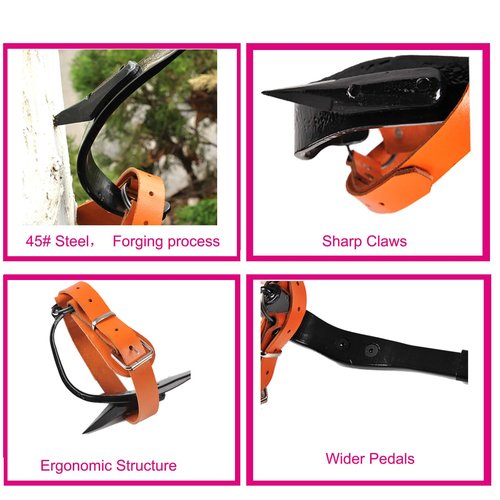 Rohseson Tree Climbing Spikes, Tree Climbing Gear with Non-Slip Pedal, Adjustable Tree Climbing Equipment for Arborist Tree Work, Tree Trimming, Hunting Spurs,