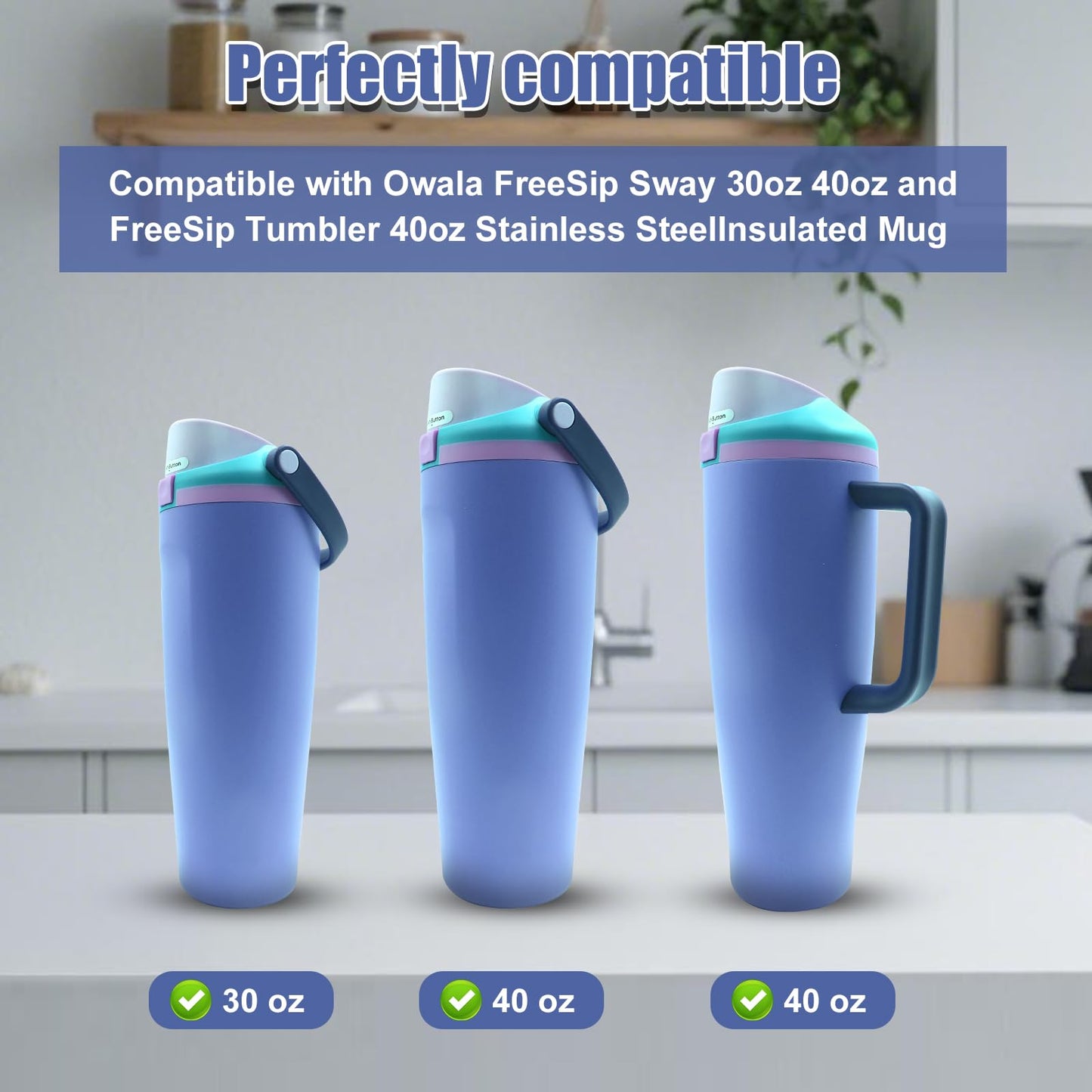 4pcs Replacement Stopper Compatible with Owala FreeSip Sway 30oz 40oz, Silicone Seal Bottle Cap Mouth Stopper for Owala FreeSip Tumbler 30oz 40oz Water Bottle Top Lid Gasket Plug Accessories BPA-Free