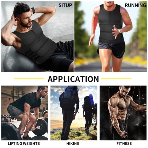 SHAPERIN Men Neoprene Sauna Zipper Waist Trainer Vest Tank Top Trimmer Body Shaper